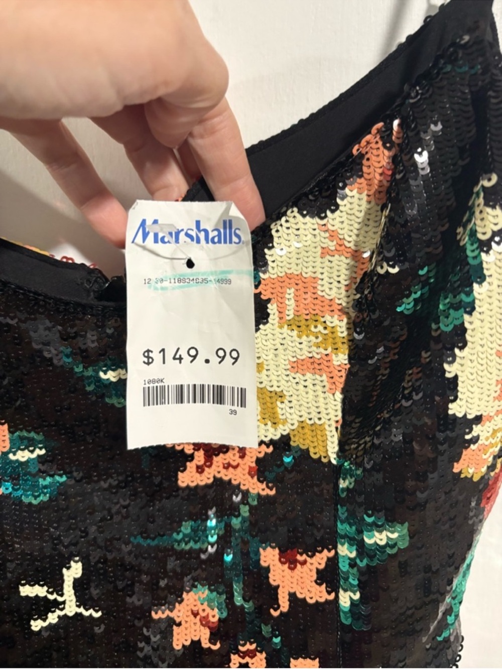 Sequin Floral Midi Slip Dress in Black and Green - Picture 5 of 5